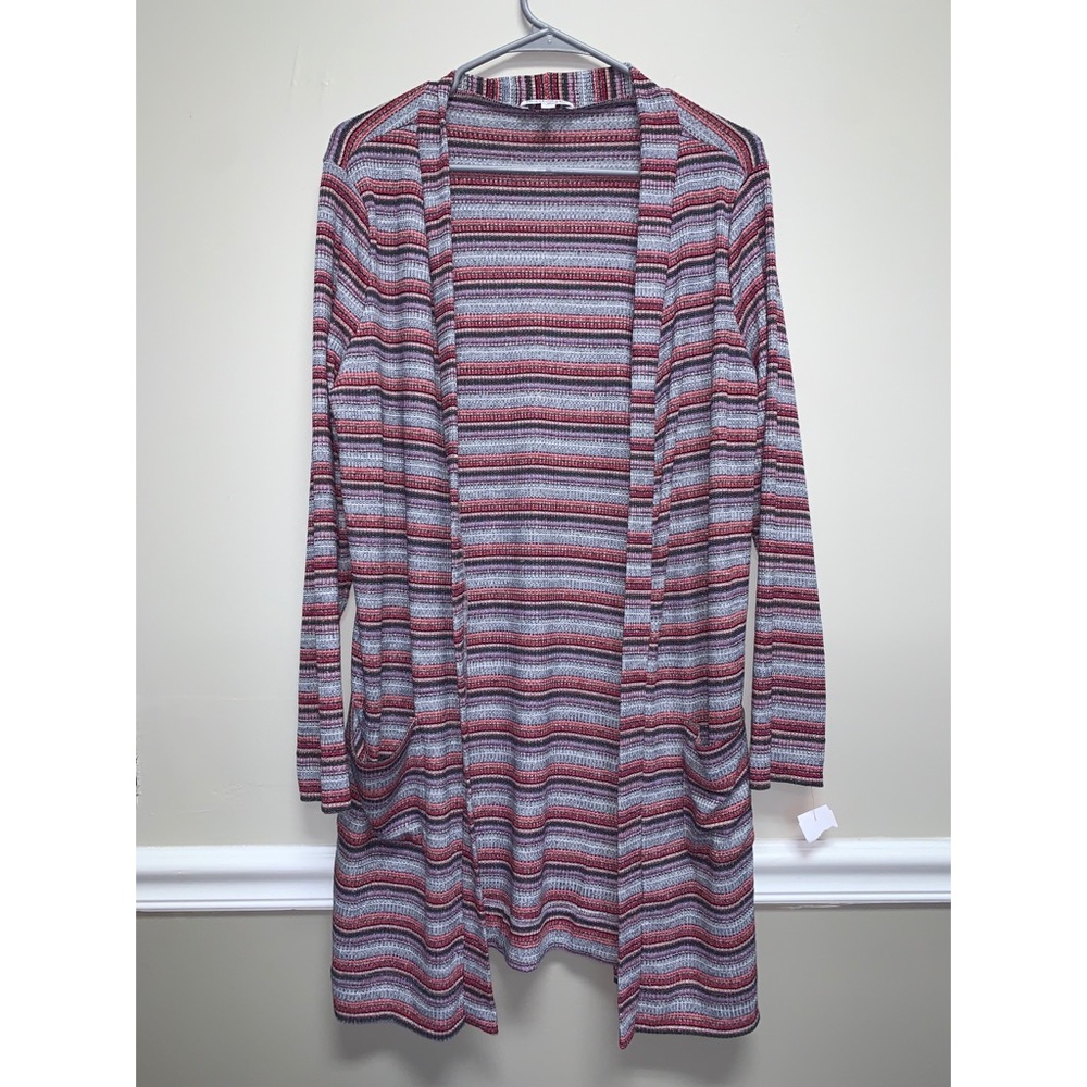 North Style Knit Striped Cardi Size Med New